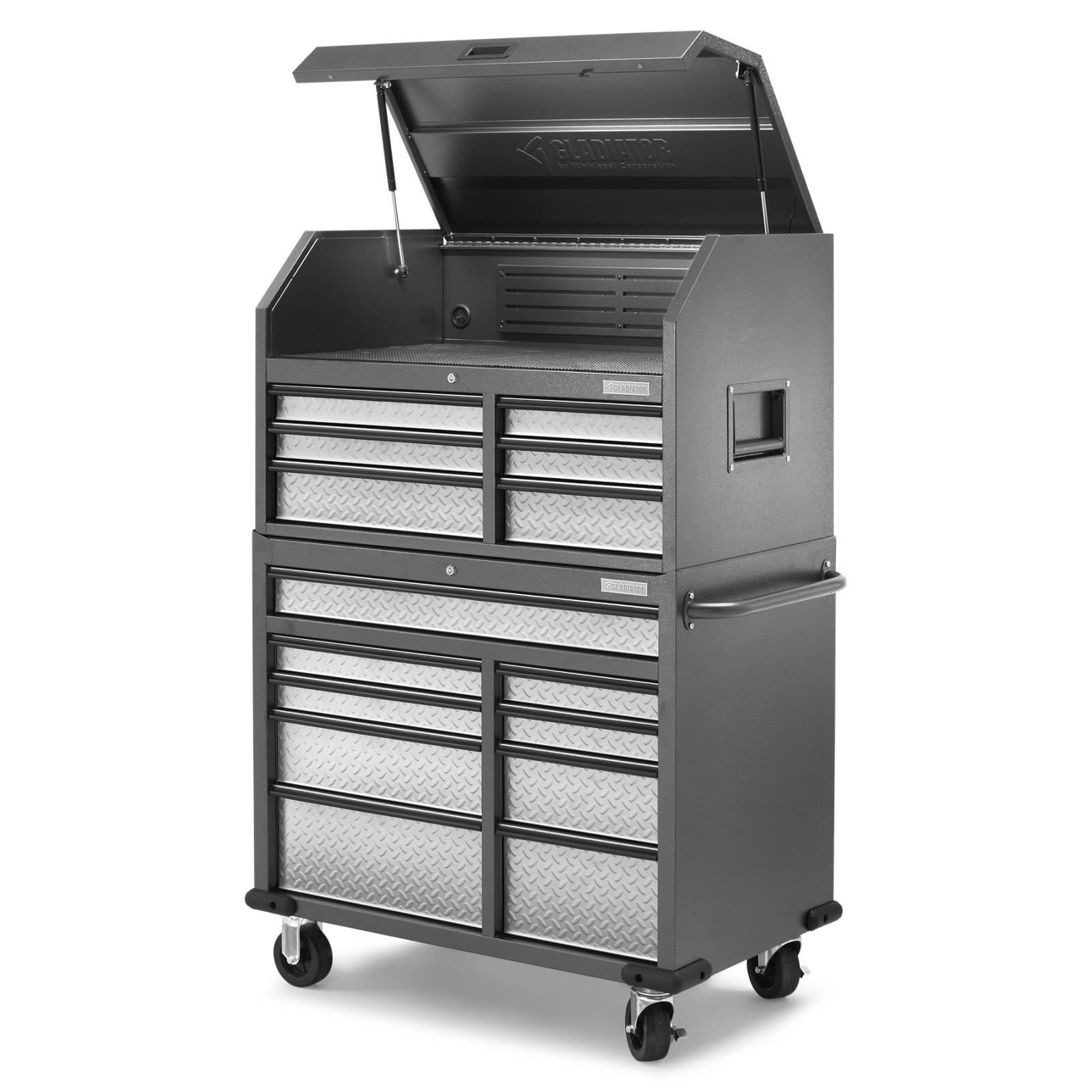 Gladiator Silver Tread Premier 41 inch 15-drawer Mobile Tool Chest Combo - GATC4115JG