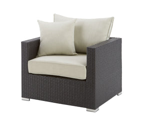 Crawley Fauteuil de jardin avec bras - beige et noir