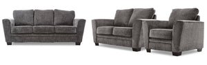 Daisy Ens. sofa, causeuse et fauteuil - anthracite