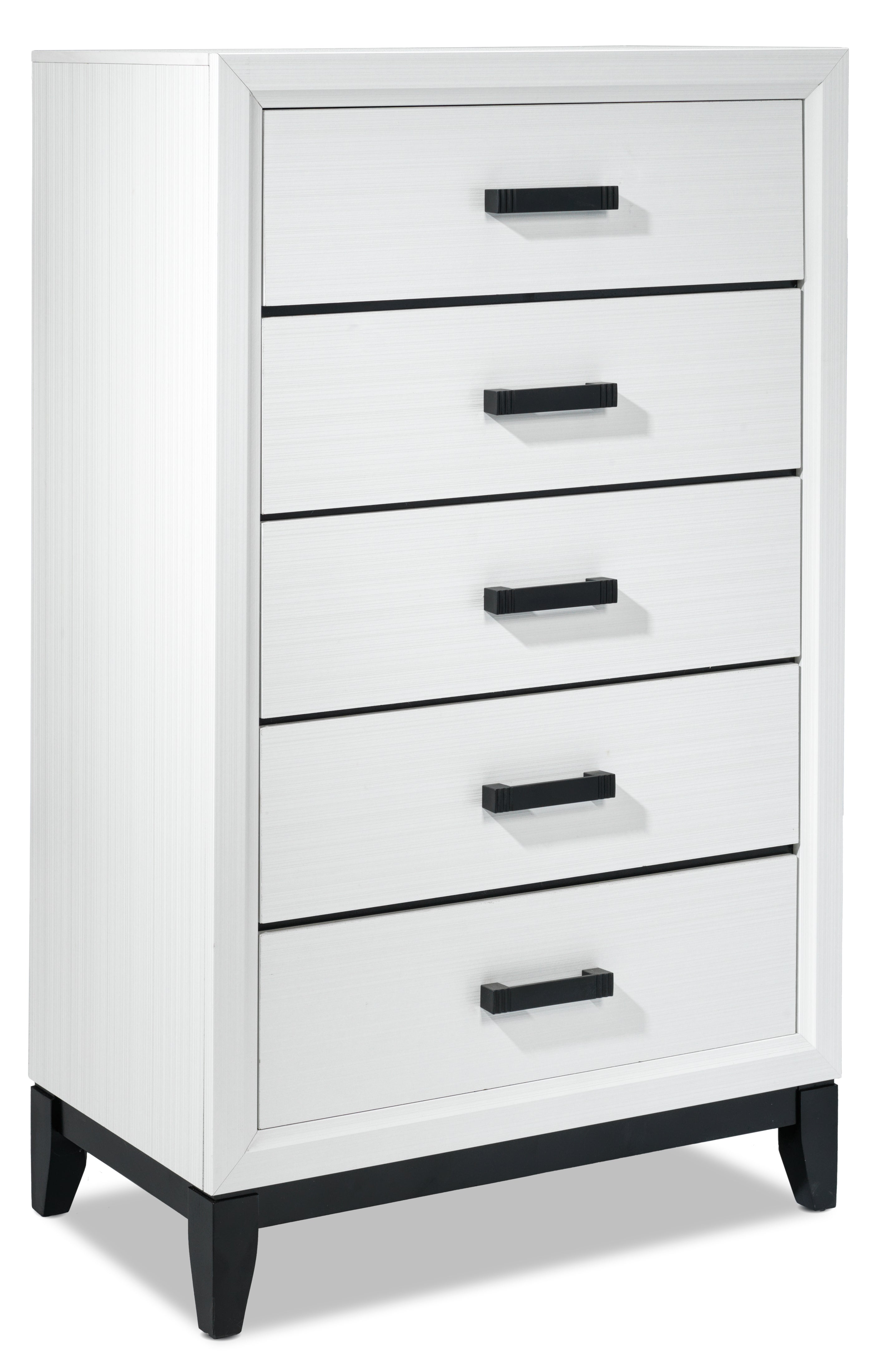 Fog 5-Drawer Chest - White, Black