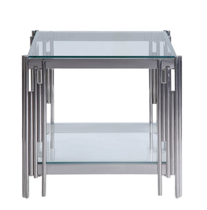 Liana Table de bout 22 po – verre et acier inoxydable