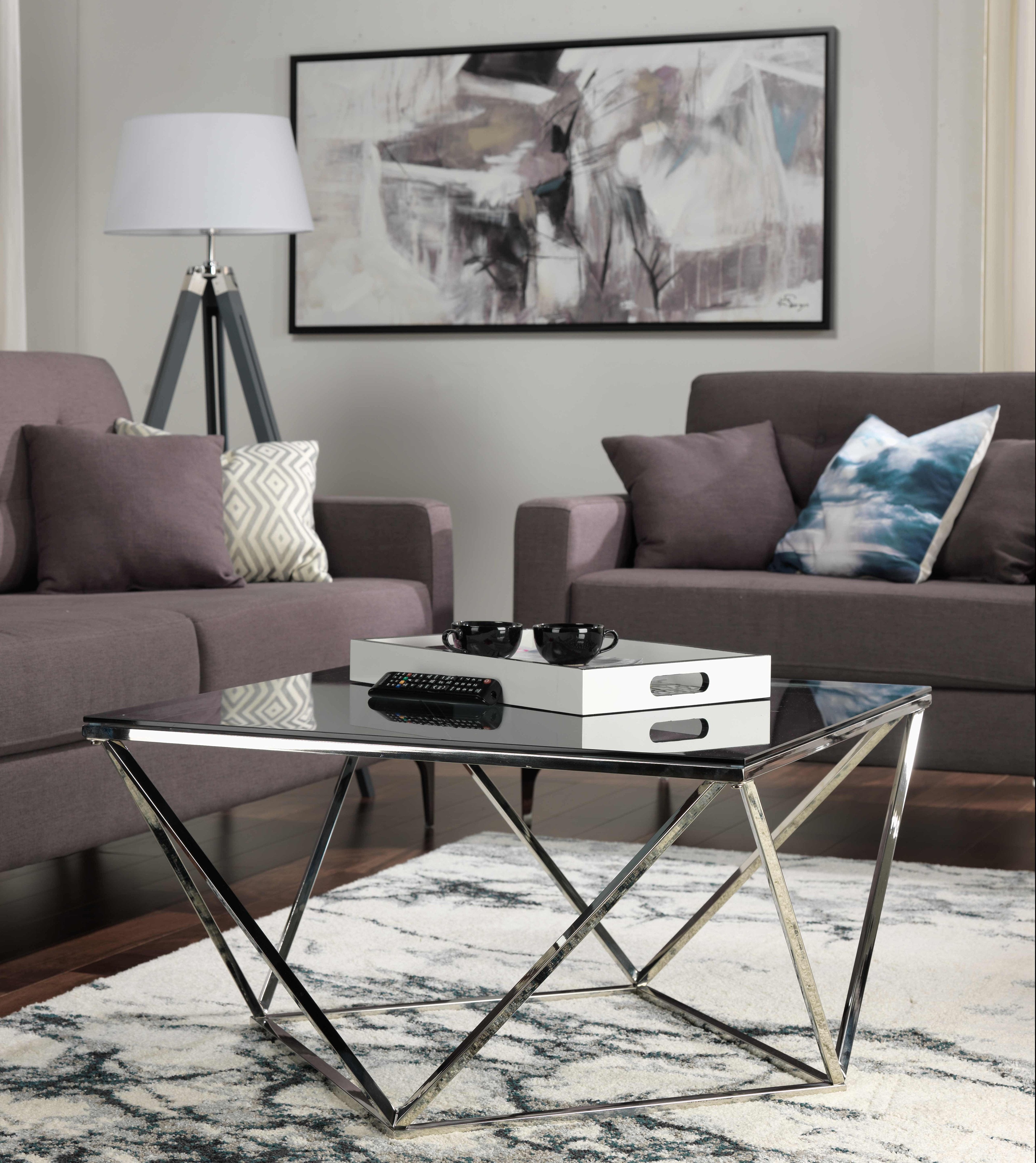 Skylar 31.5" Coffee Table - Silver and Black