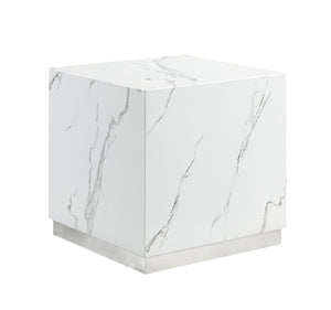 Helios Table de bout – blanc et argent