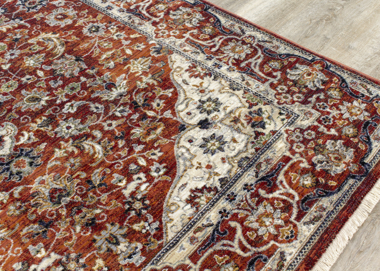 Satara Classic Border Area Rug - 5' X 8' - Red/Cream