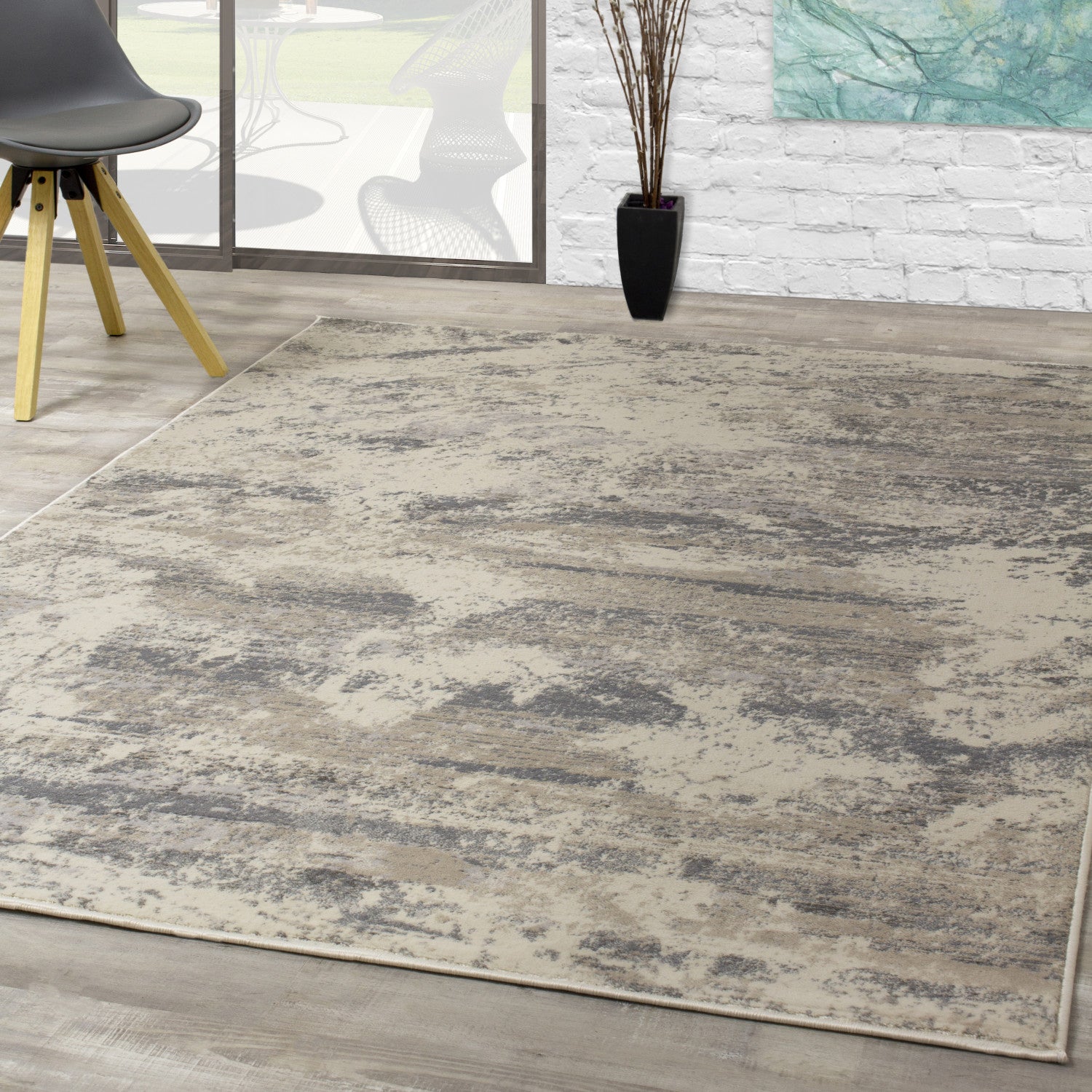 Adele 7'10" X 10'6" Faded Storm Rug - Cream Grey Area Rug