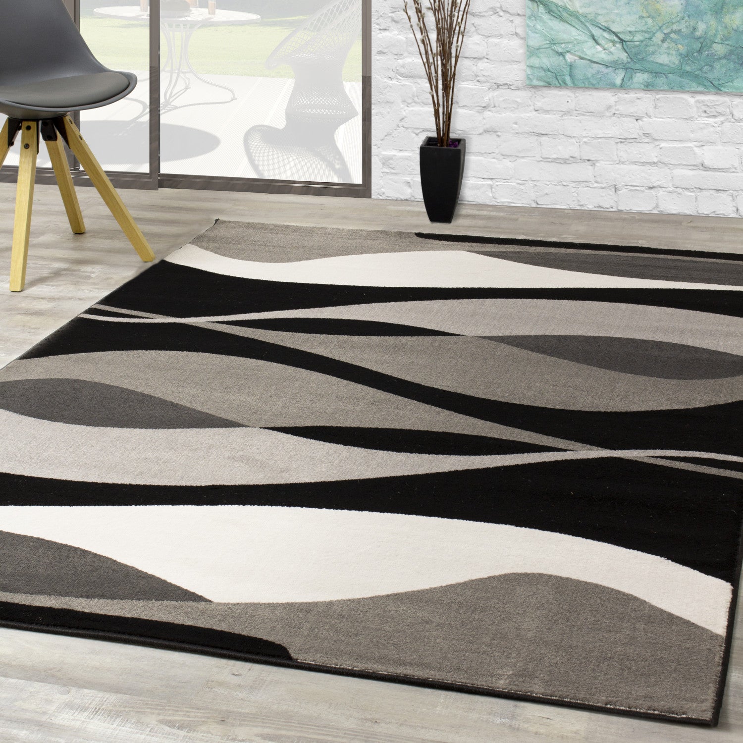 Paladin Drifts Area Rug - 5' X 8' - Black Grey