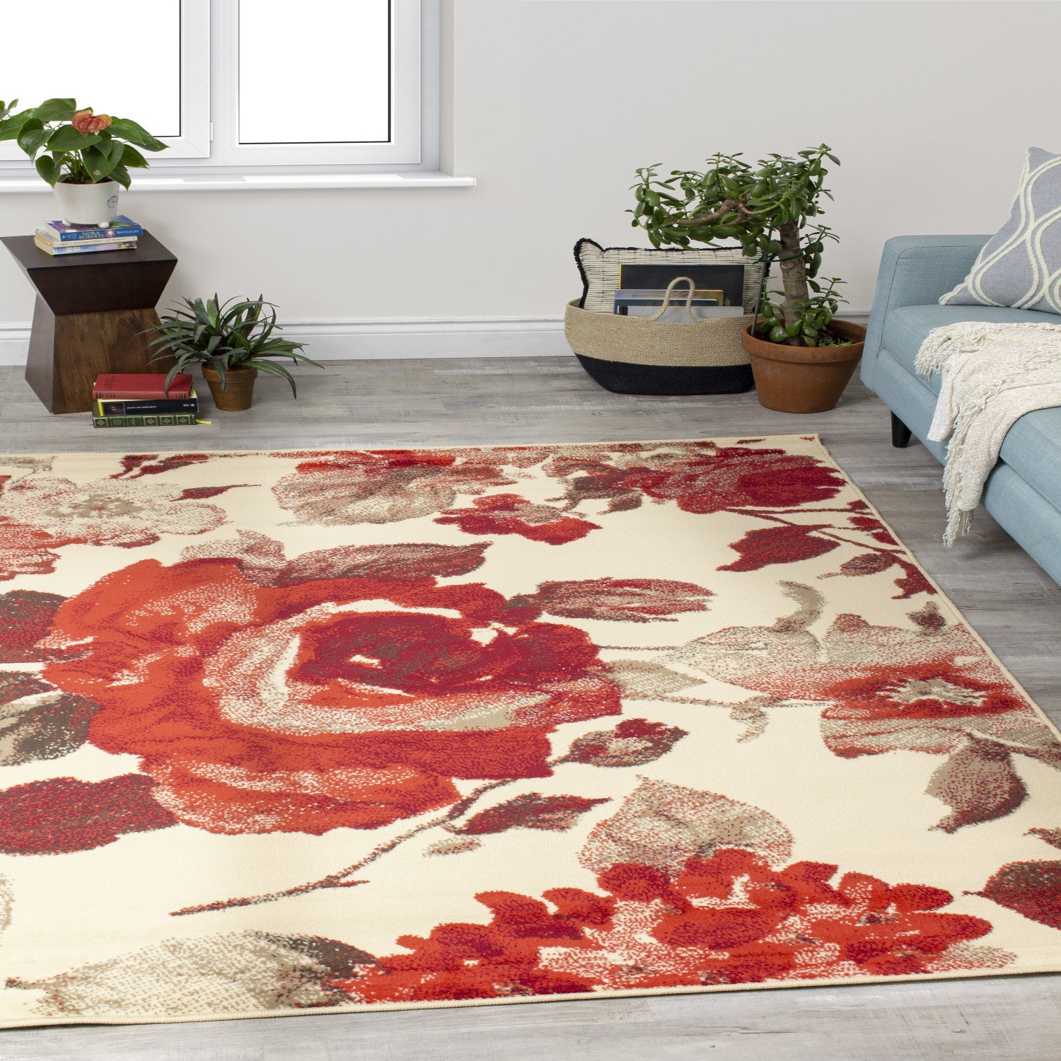 Fiona Vintage Area Rug - 5' X 7' - Cream/Red