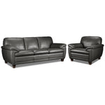 Leonardo Leather Sofa and Chair Set - Grey