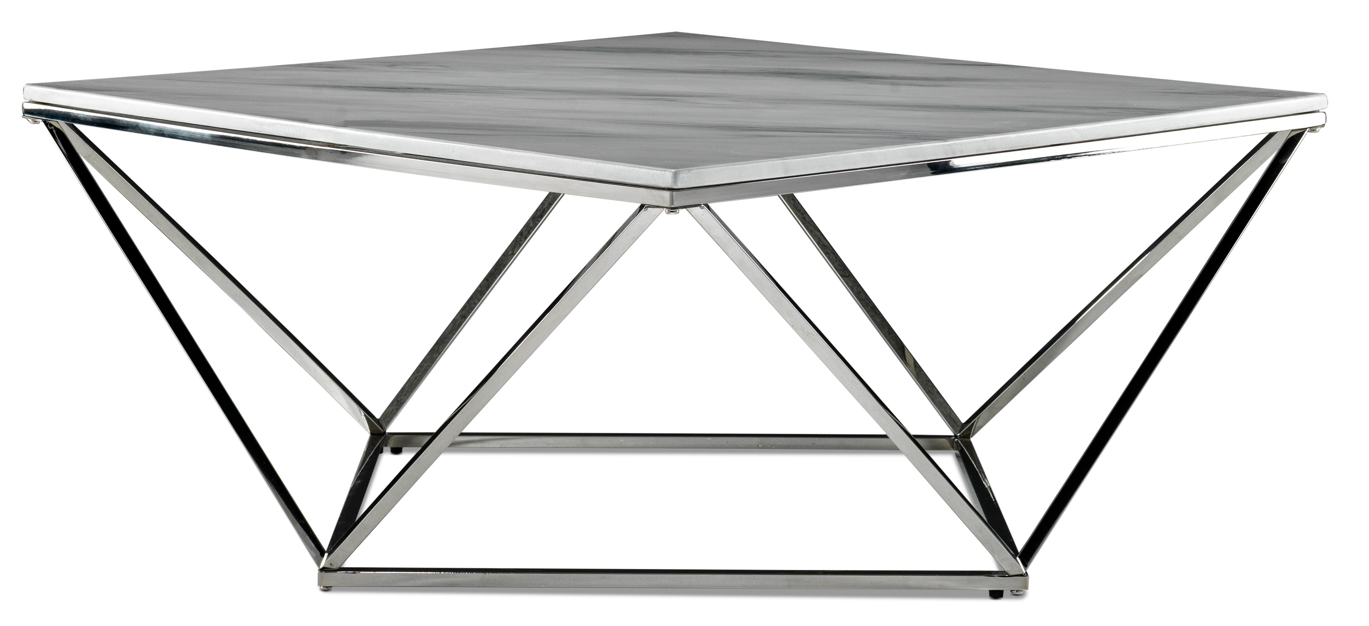 Lynn 39" Coffee Table - Marble and Stainless Steel