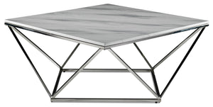 Lynn Table de centre 39 po - marbre et acier inoxydable