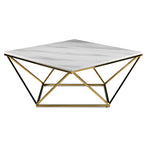 Lynn 39" Coffee Table - Marble and Gold