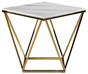 Lynn Table de bout 24 po – blanc et doré