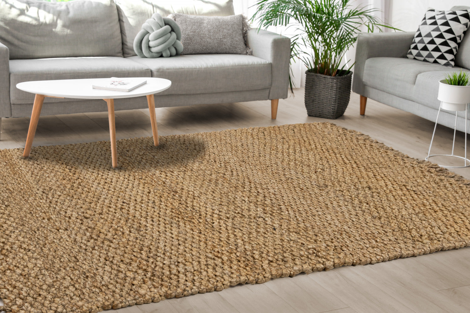 Jute Braided Area Rug - 8' X 11' - Beige