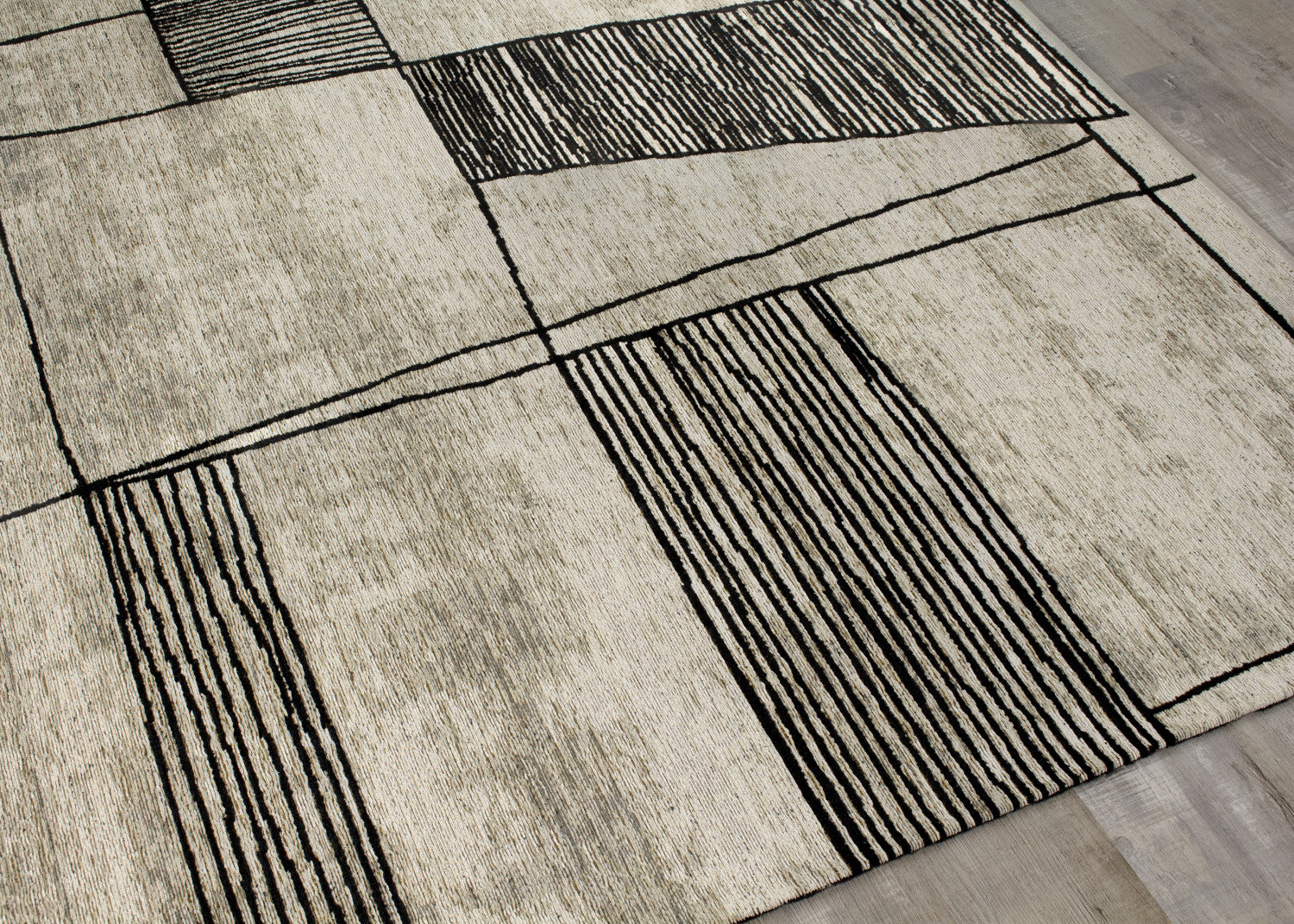 Ollie Abstract Pen Drawing Area Rug - 8' X 11' - Grey