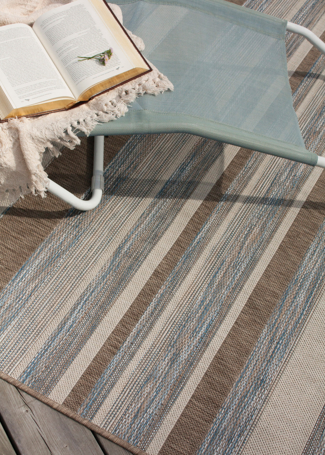 Euclid Indoor/Outdoor Banded Area Rug - 4' X 6' - Grey/Brown