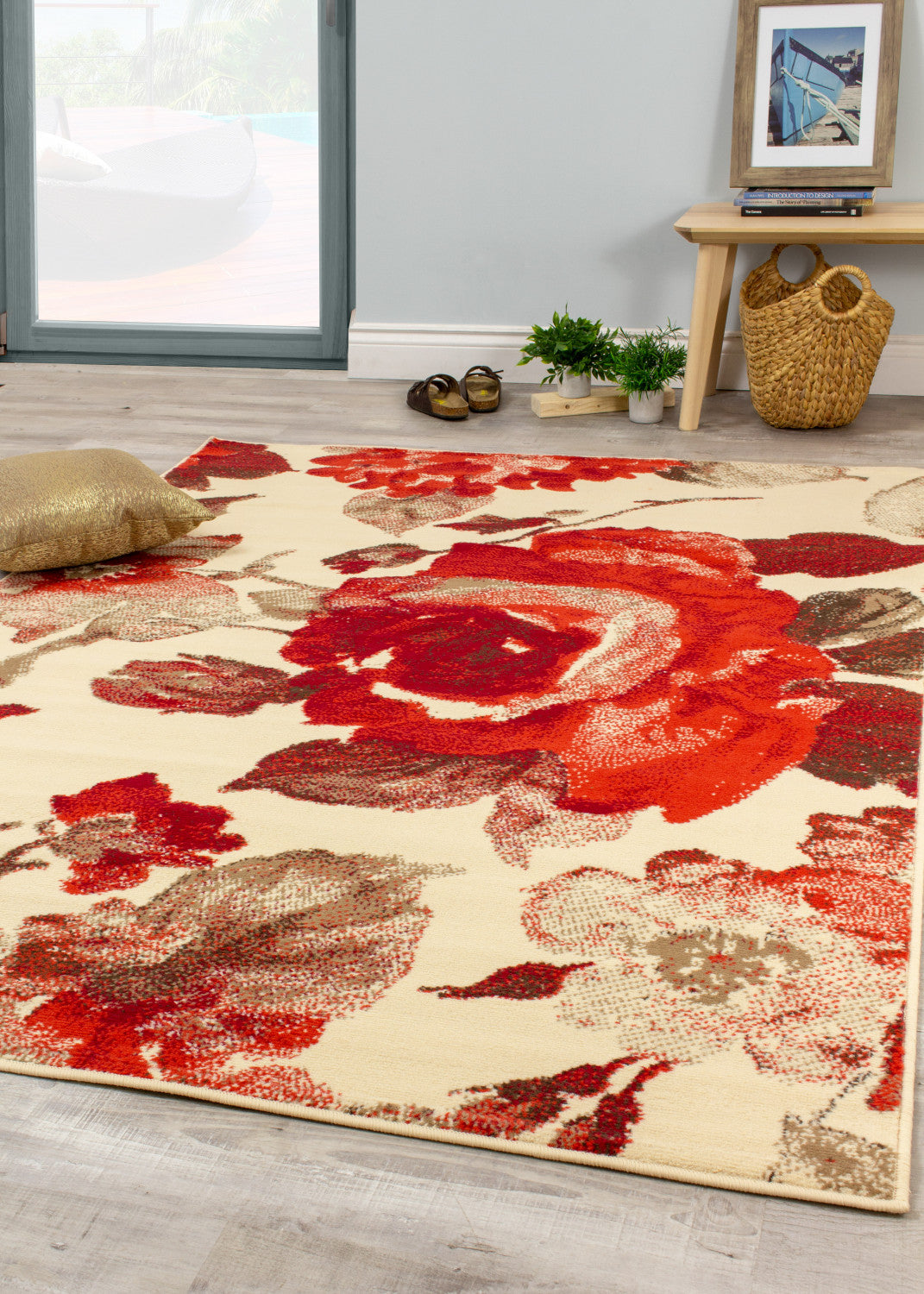 Fiona Vintage Area Rug - 5' X 7' - Cream/Red