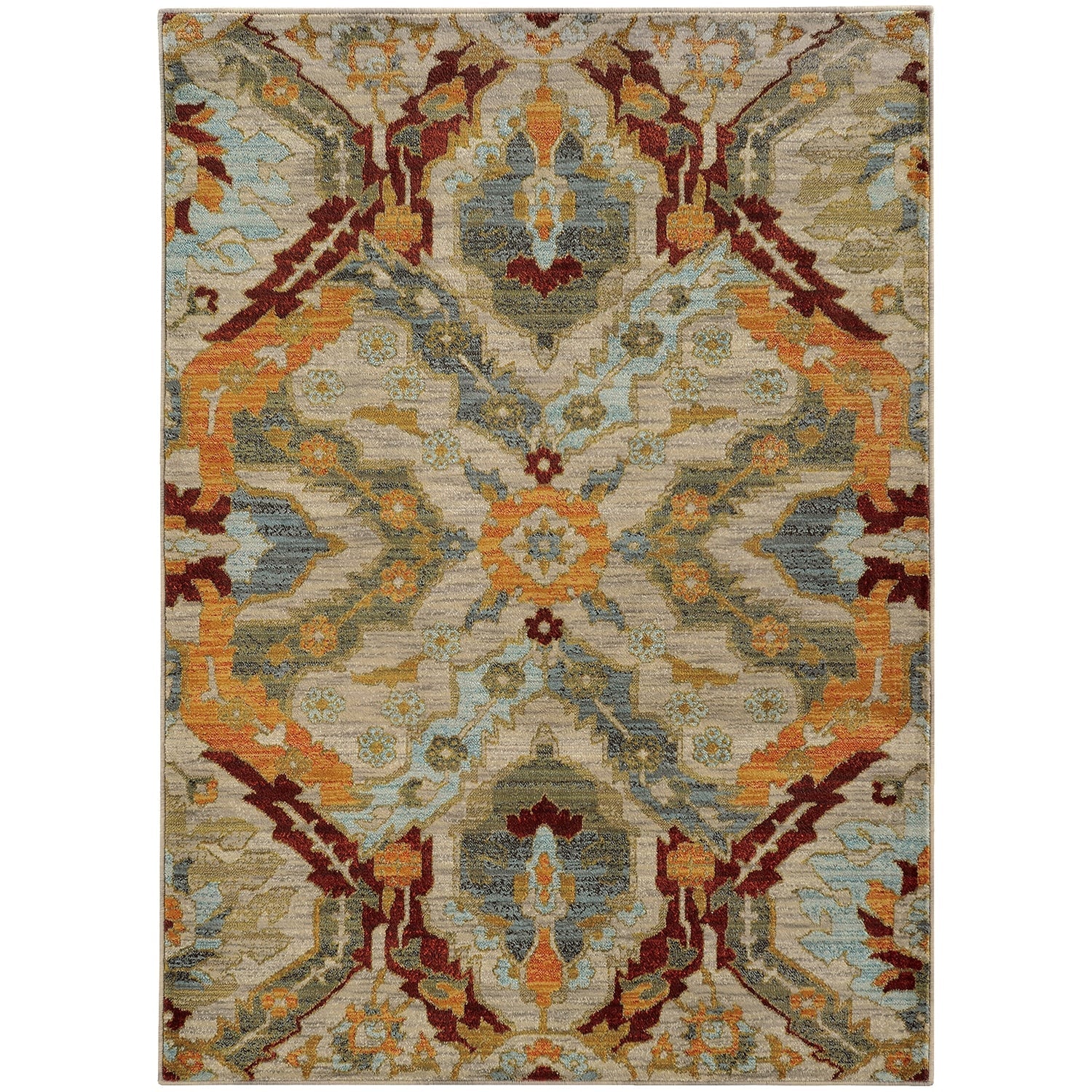 Tempe Tribal Beige Area Rug (7'10" x 10'10")