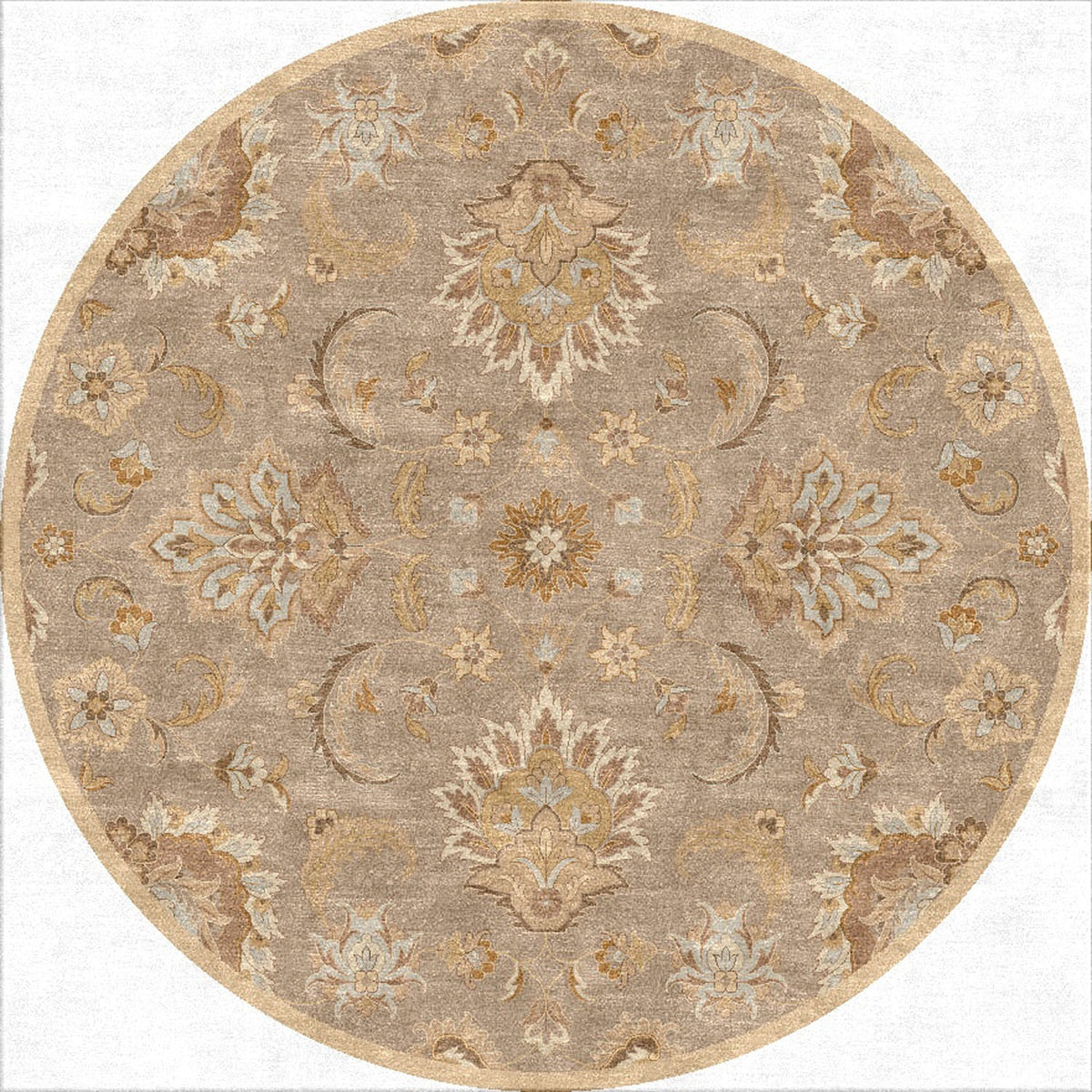 Abers 8' Round Area Rug - Flint Grey Putty