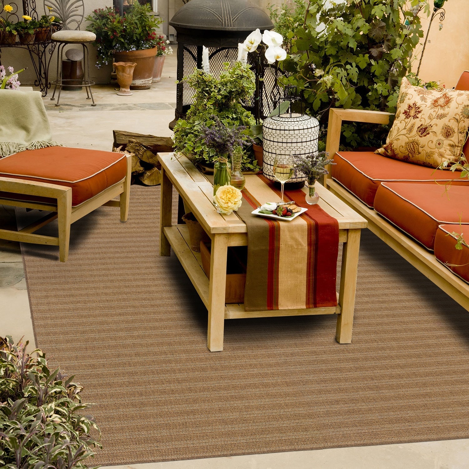 Cafe 001X3 Woven Stripe Indoor/Outdoor Area Rug (7'10" x 10'10")