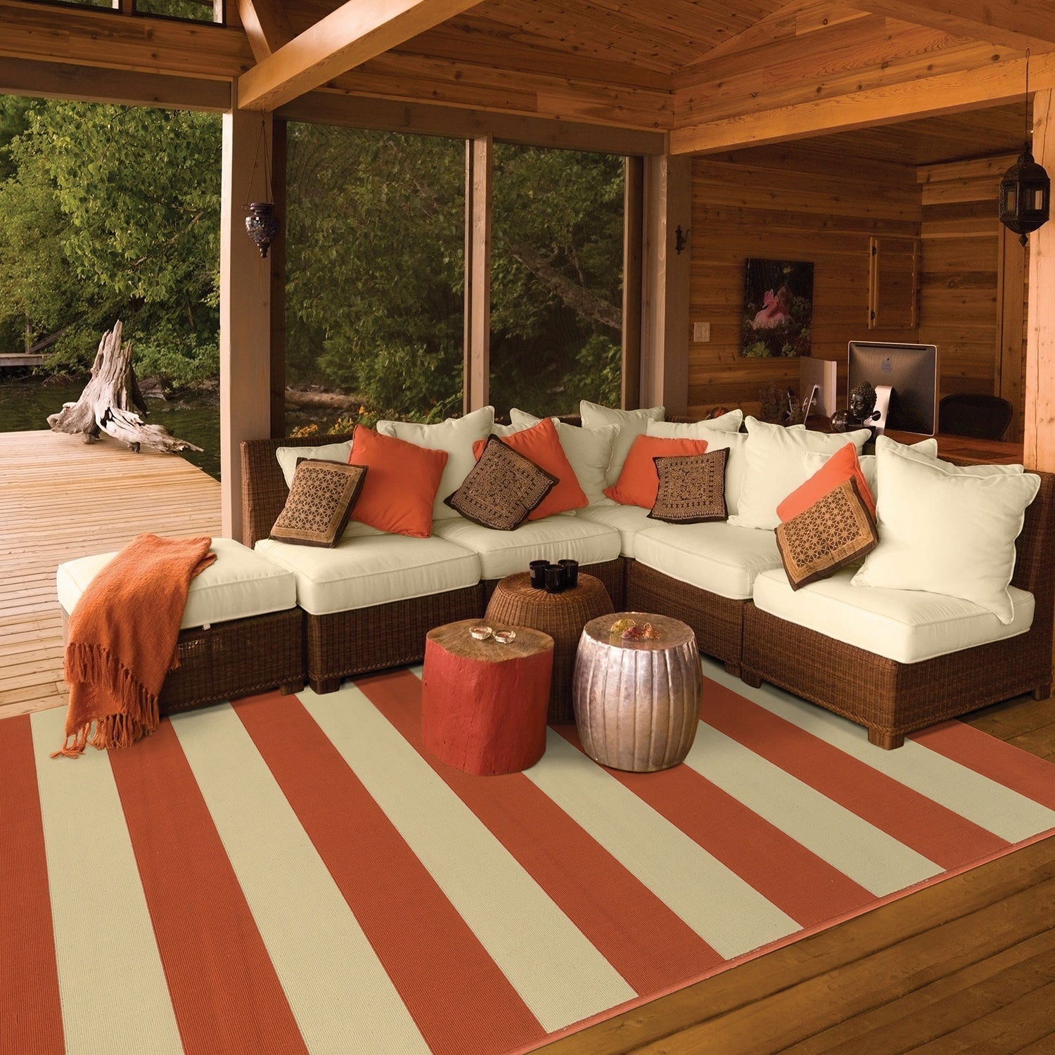 Calypso 4768B Stripe Indoor/Outdoor Area Rug (7'10" x 10'10")