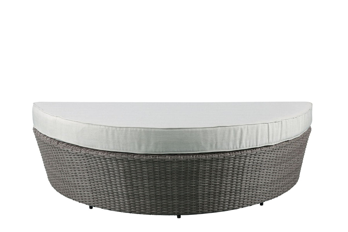 Island Pebbles Patio Canopy Daybed with Ottoman - Beige/Grey