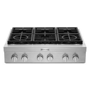 KitchenAid Surface de cuisson au gaz 36 po style commercial inox KCGC506JSS