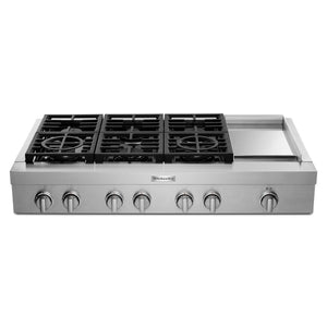 KitchenAid Surface de cuisson au gaz 48 po style commercial inox KCGC558JSS