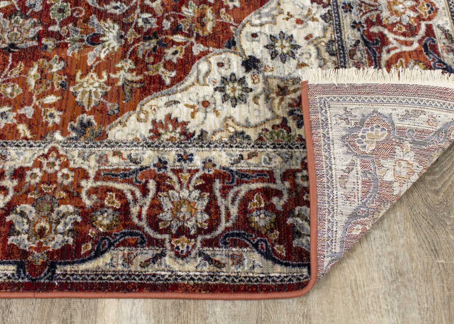 Satara Classic Border Area Rug - 5' X 8' - Red/Cream