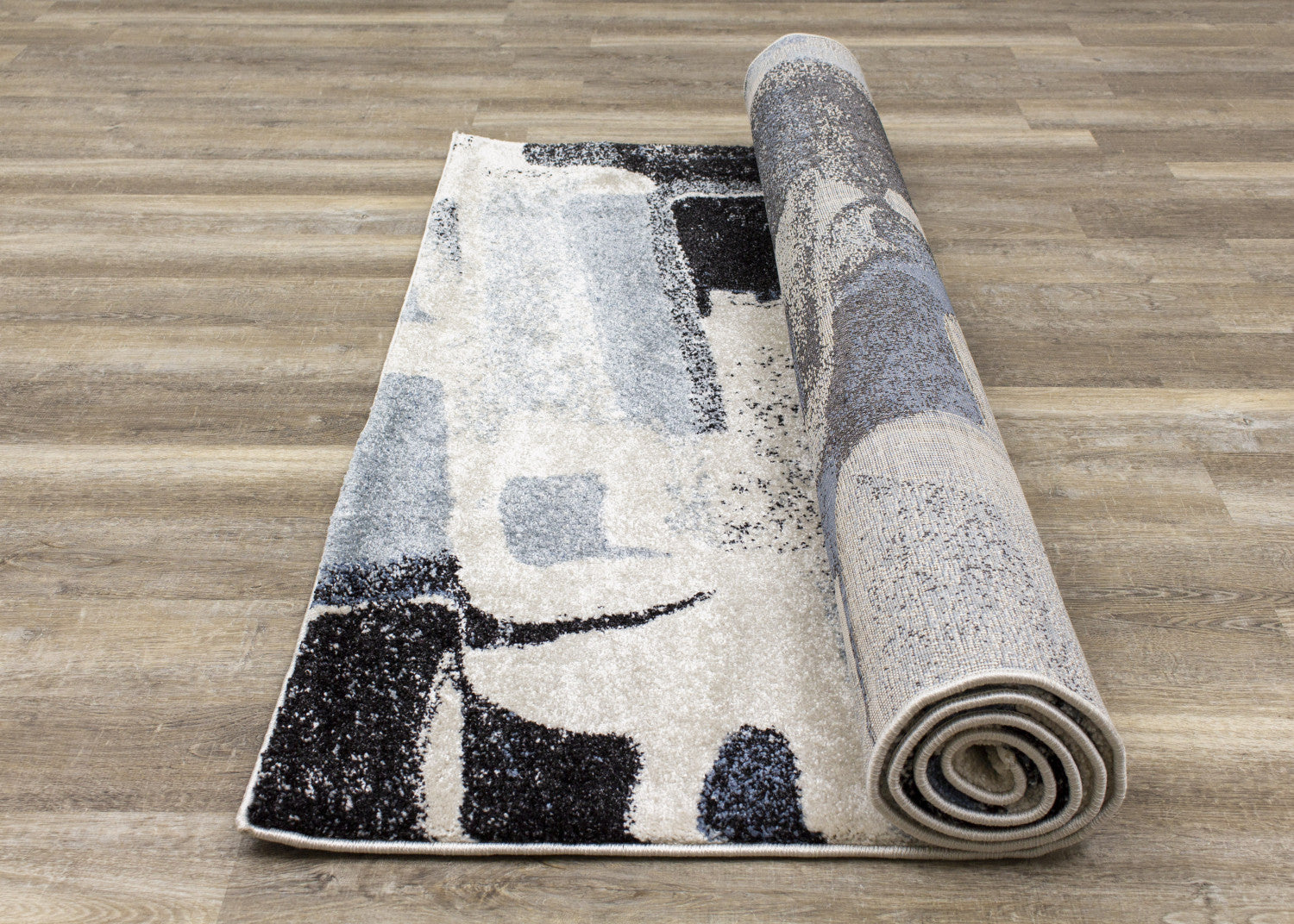 Easterly Uneven Stamps Rug - 8' X 11' - Cream/Blue/Grey