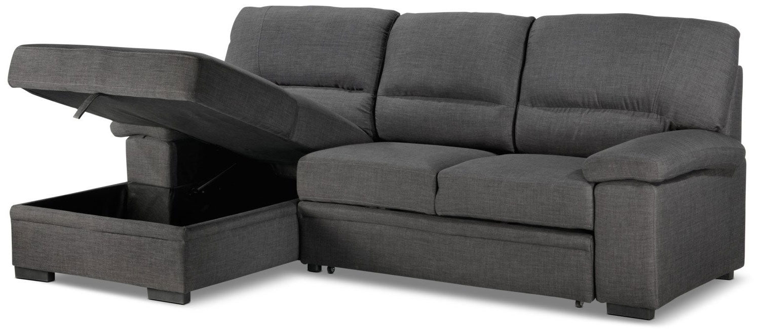 Tessaro Pop-Up Sofa Bed with Left-Facing Chaise - Charcoal