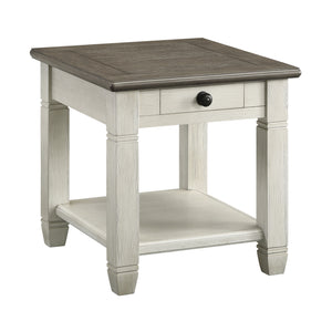 Harold Table de bout 24 po – blanc antique et brun