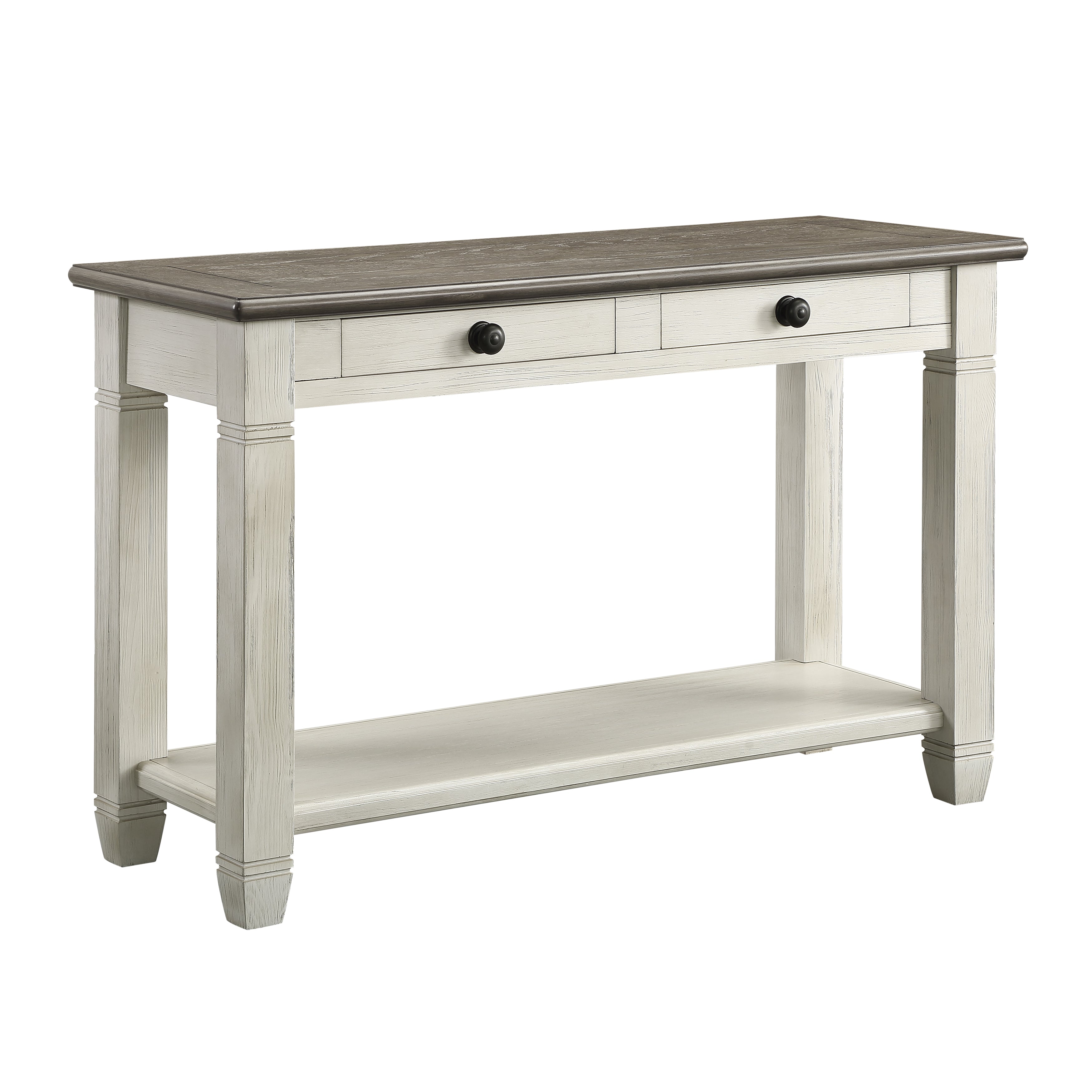 Harold 48" Sofa Table - Antique White and Brown