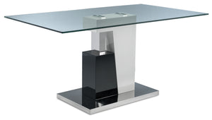 Padria Table de salle à manger - noir, blanc et acier inoxydable