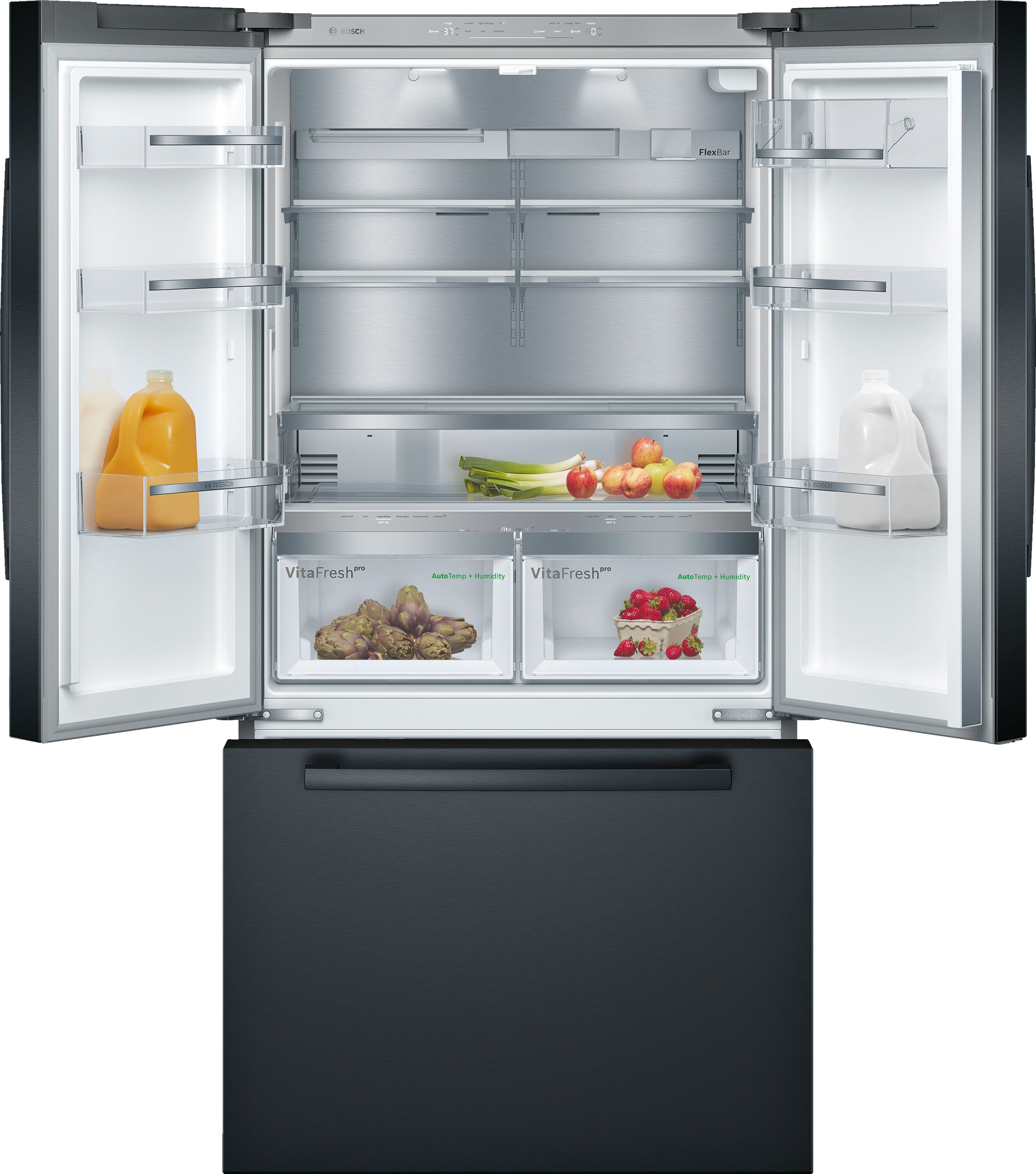 Bosch 800 Series 36" 20.8 Cu. Ft. Black Stainless Steel Counter-Depth French Door Refrigerator - B36CT80SNB