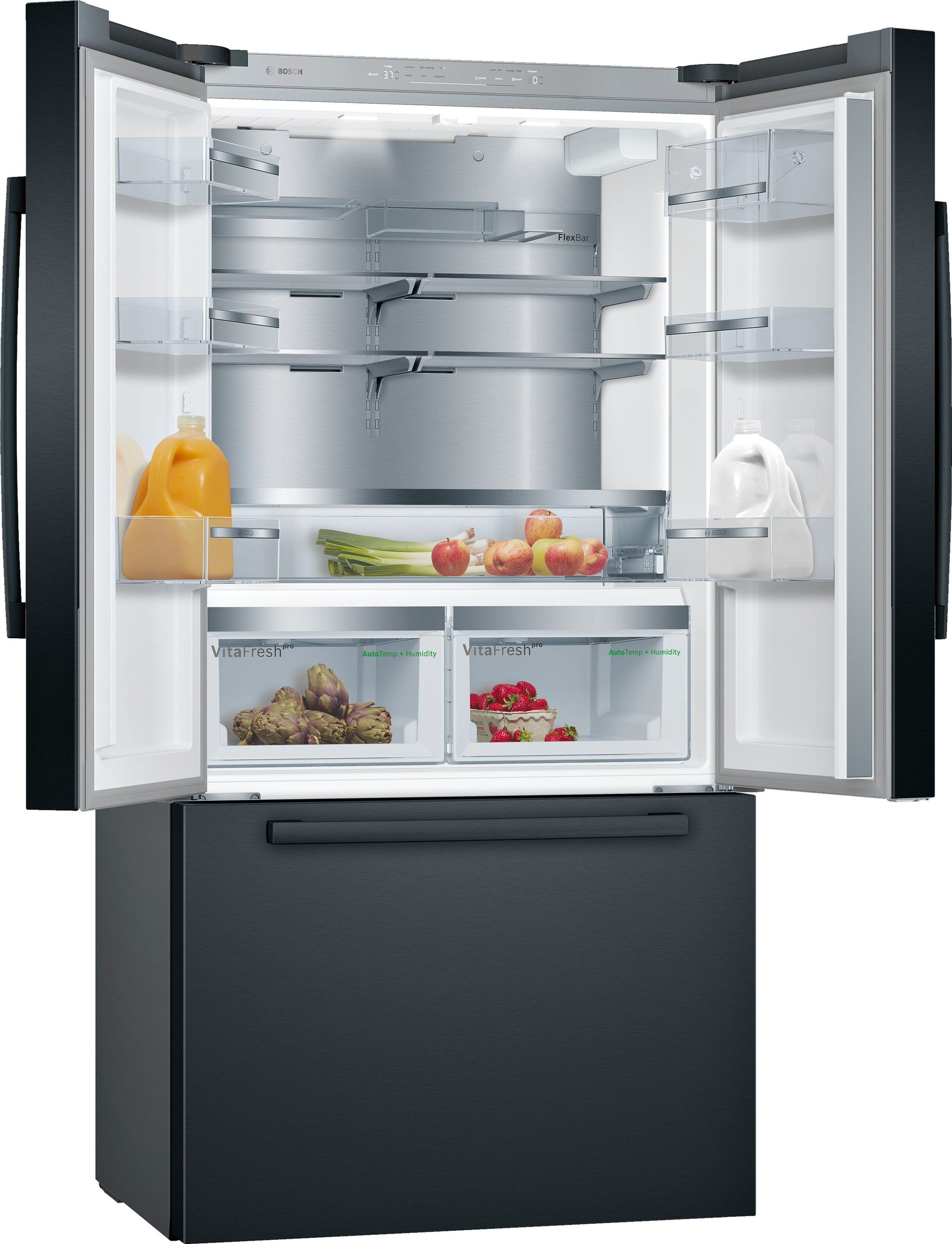 Bosch 800 Series 36" 20.8 Cu. Ft. Black Stainless Steel Counter-Depth French Door Refrigerator - B36CT80SNB
