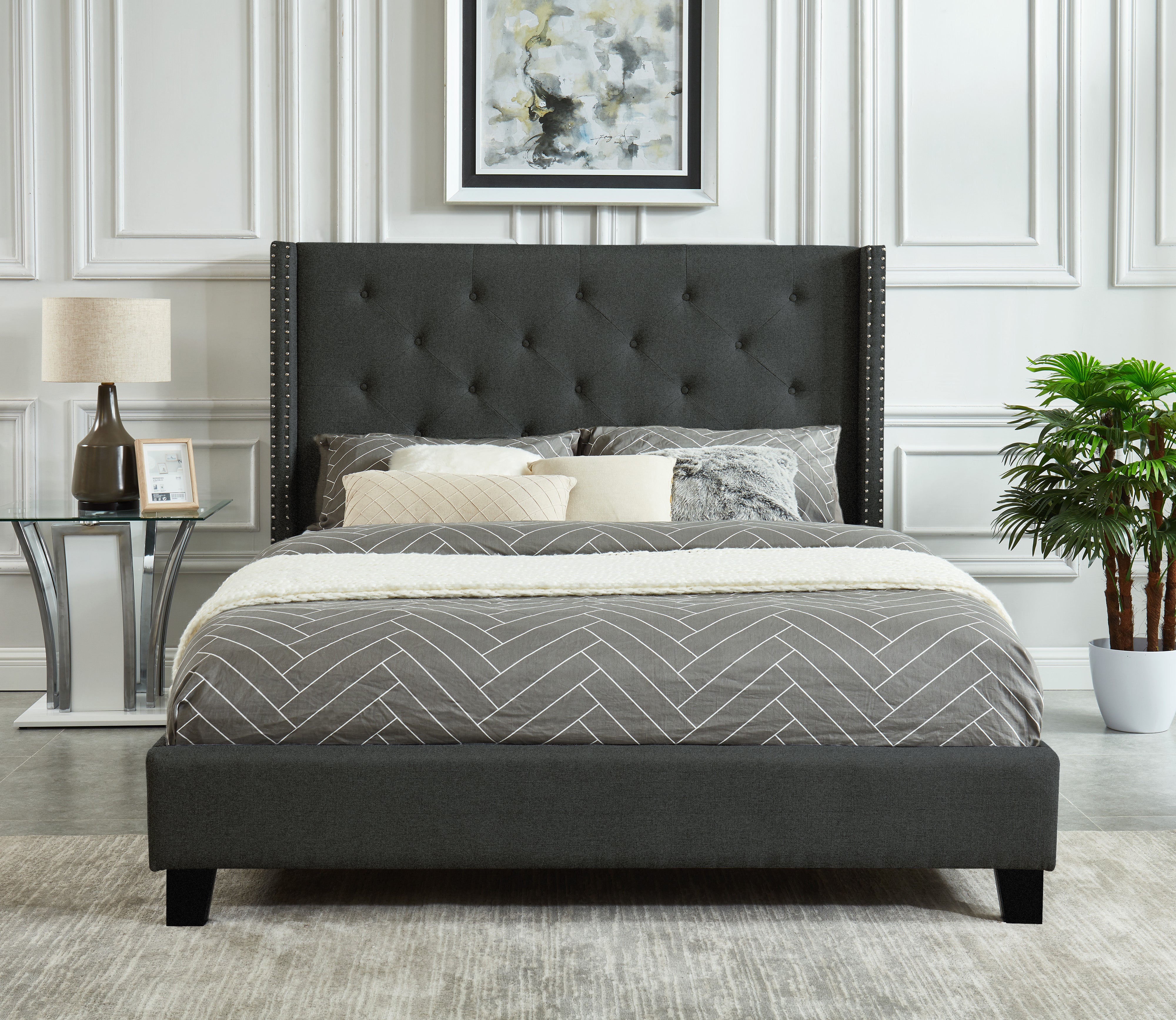 Audrey 3-Piece King Bed - Dark Grey