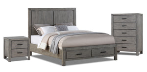 Copeland Chambre à coucher avec rangement 5 mcx grand – gris brossé métallique