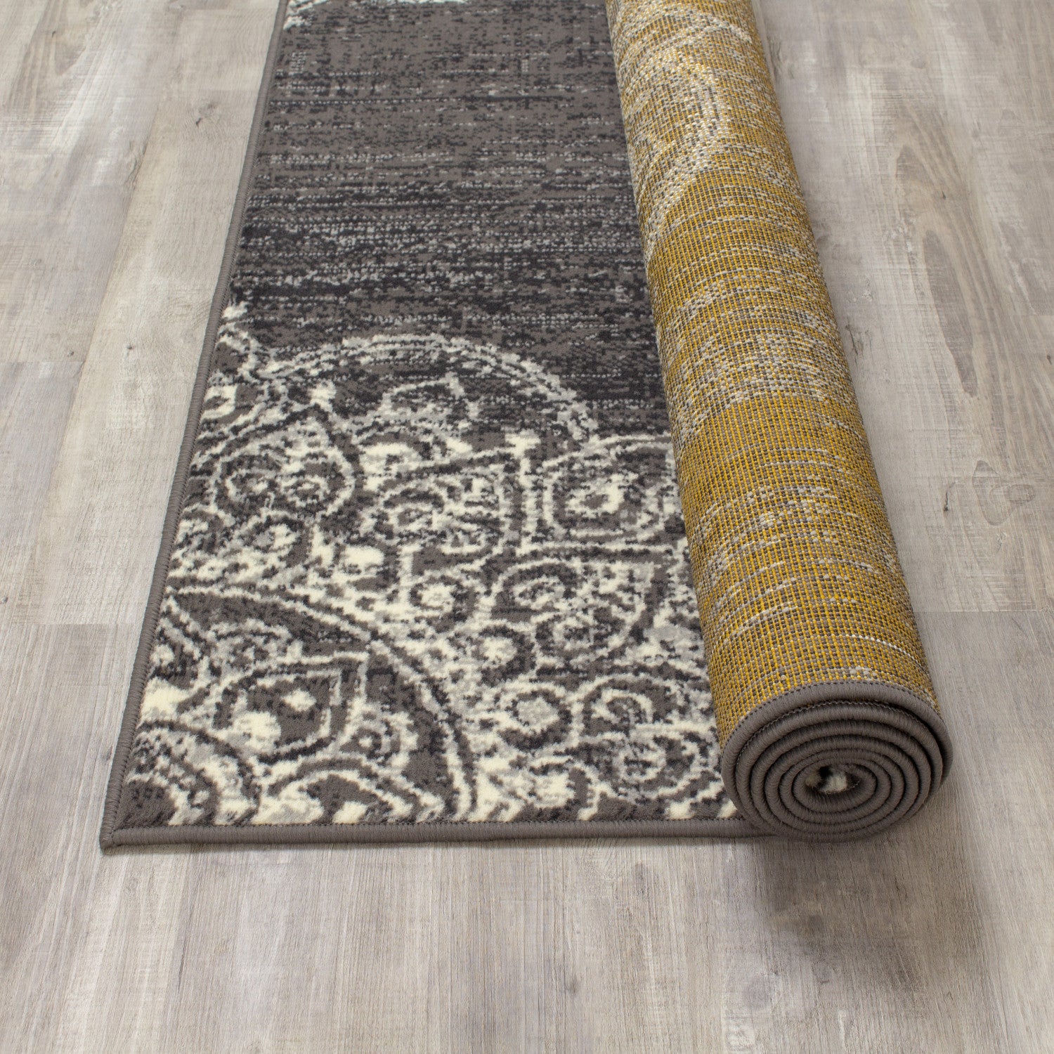 Fiona Medallion Stamps Area Rug - 5' X 7' - Grey/Cream