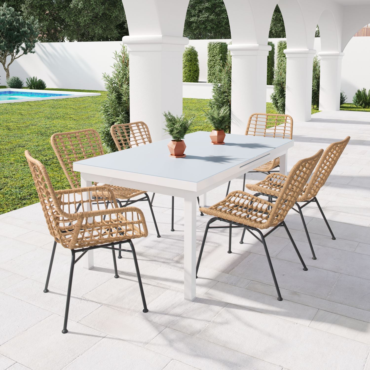 Rosthern Outdoor Dining Chair - Natural/Black - Set of 2