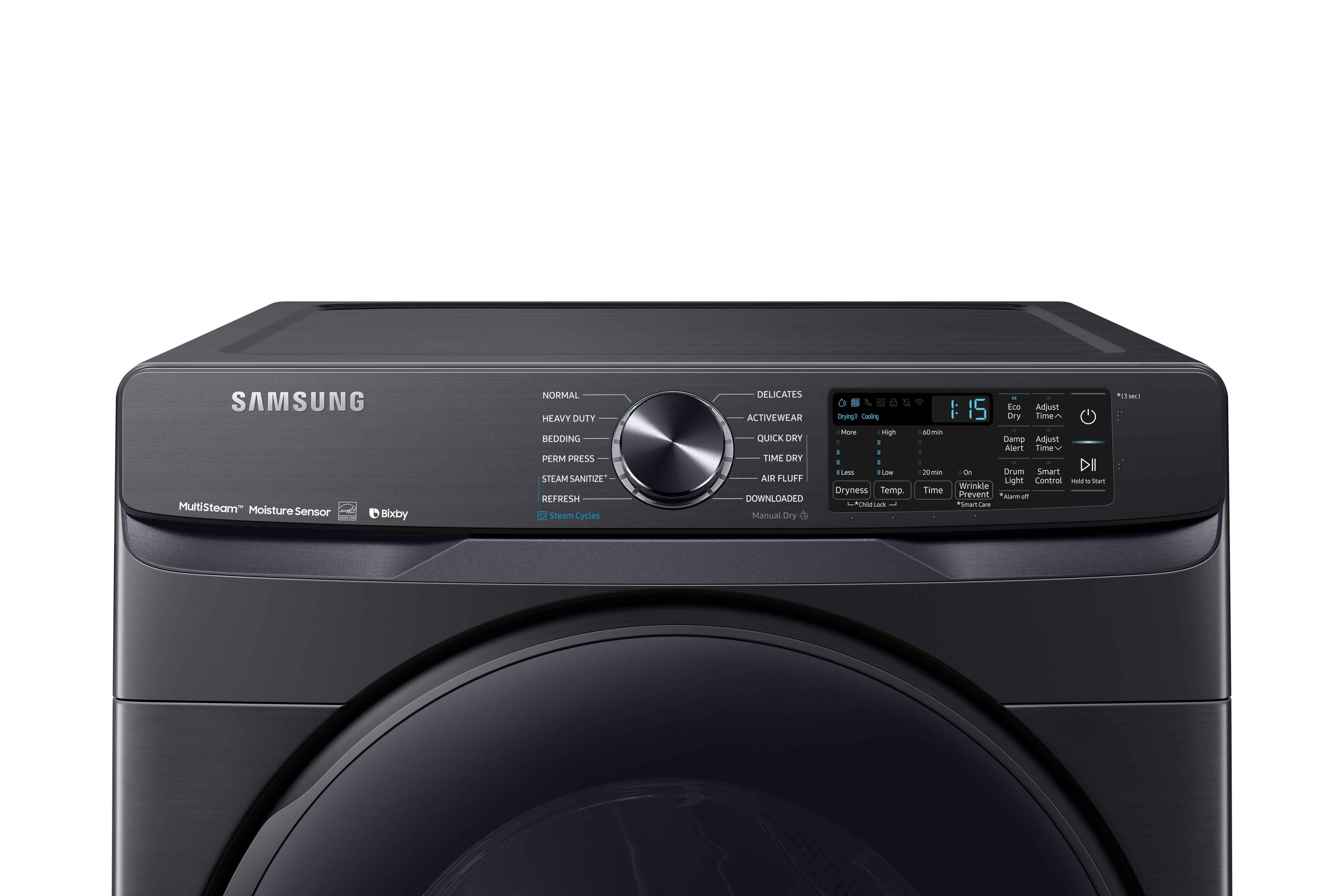 Samsung Black Stainless Steel Front Load Dryer with Steam Sanitize (7.5 Cu.Ft) -DVE50R8500V/AC