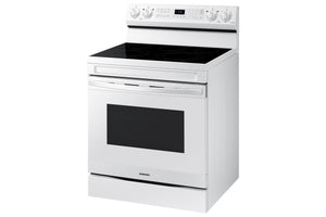 Samsung Cuisinière électrique autonome à convection par ventilateur 6,3 pi³ avec Wi-Fi et friture à air blanc NE63A6511SW/AC