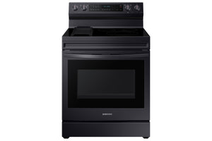Samsung Cuisinière électrique autonome 6,3 pi³ à convection véritable avec Wi-Fi et friture à air acier inoxydable noir NE63A6711SG/AC