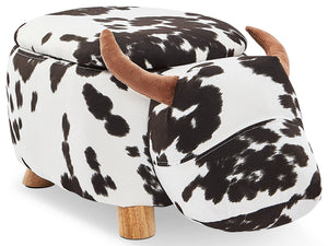 Tabouret de rangement vache - noir et blanc