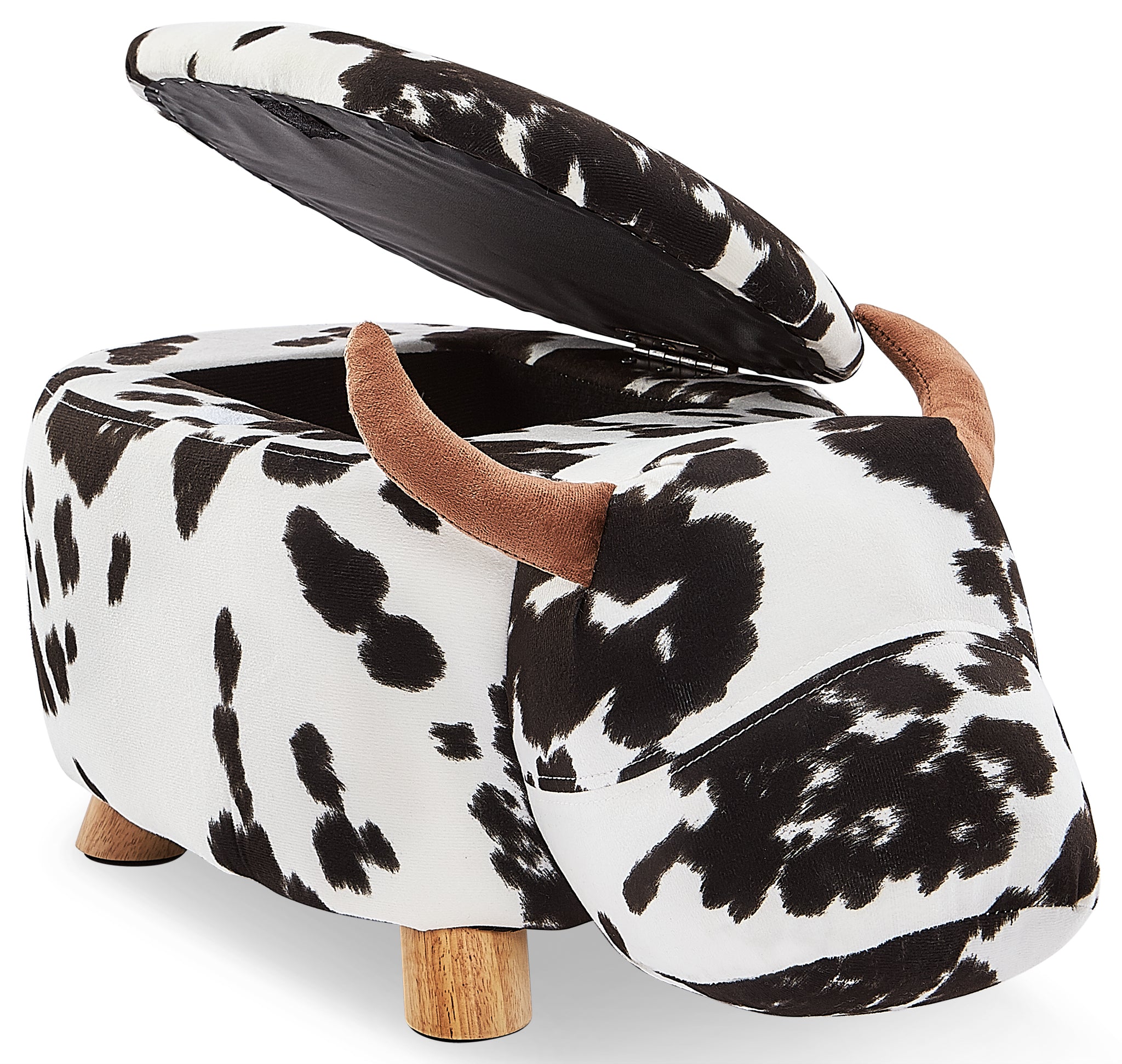 Cow Storage Ottoman - Black and White
