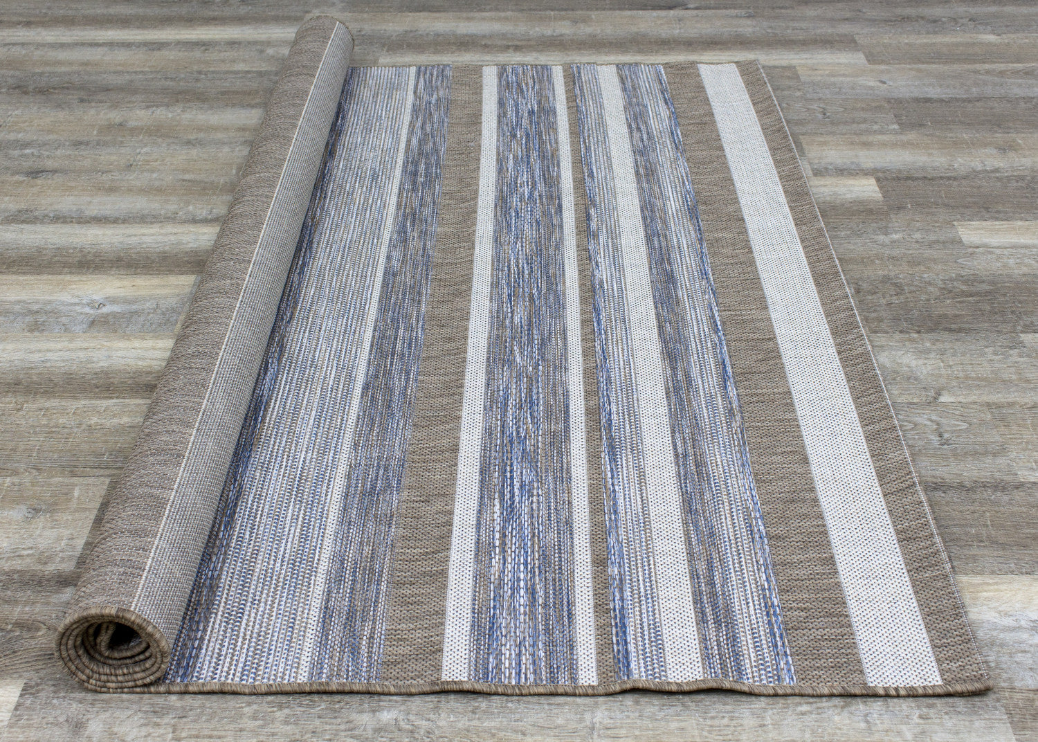 Euclid 7'10" X 10'10" Indoor/Outdoor Banded Rug - Grey Brown Area Rug