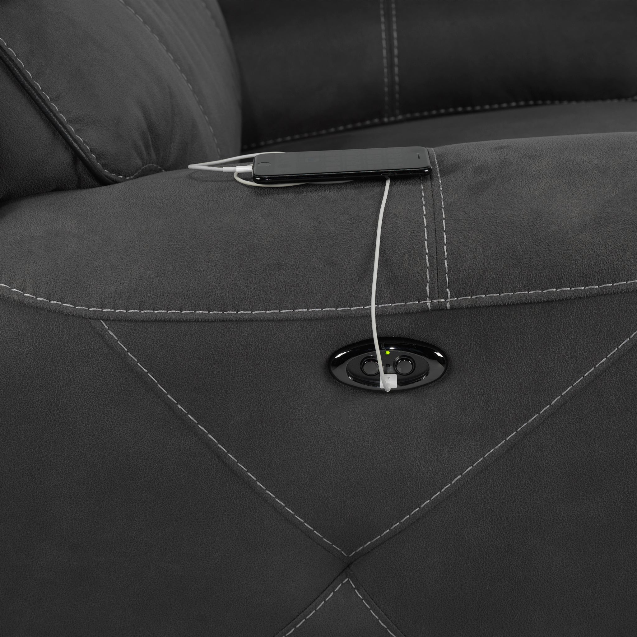 Martin Power Reclining Sofa - Dark grey