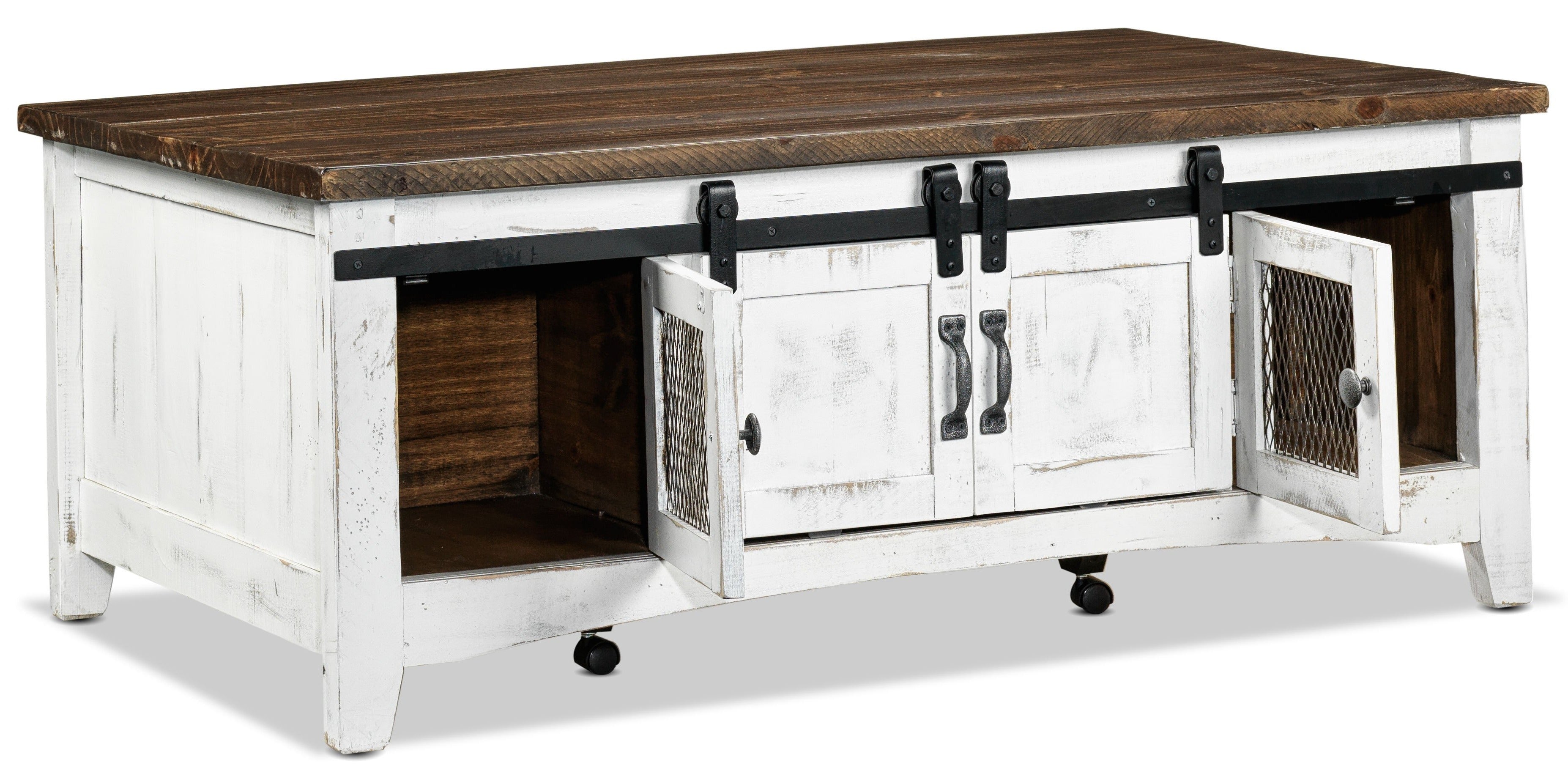 Pueblo 50" Coffee Table - Weathered White