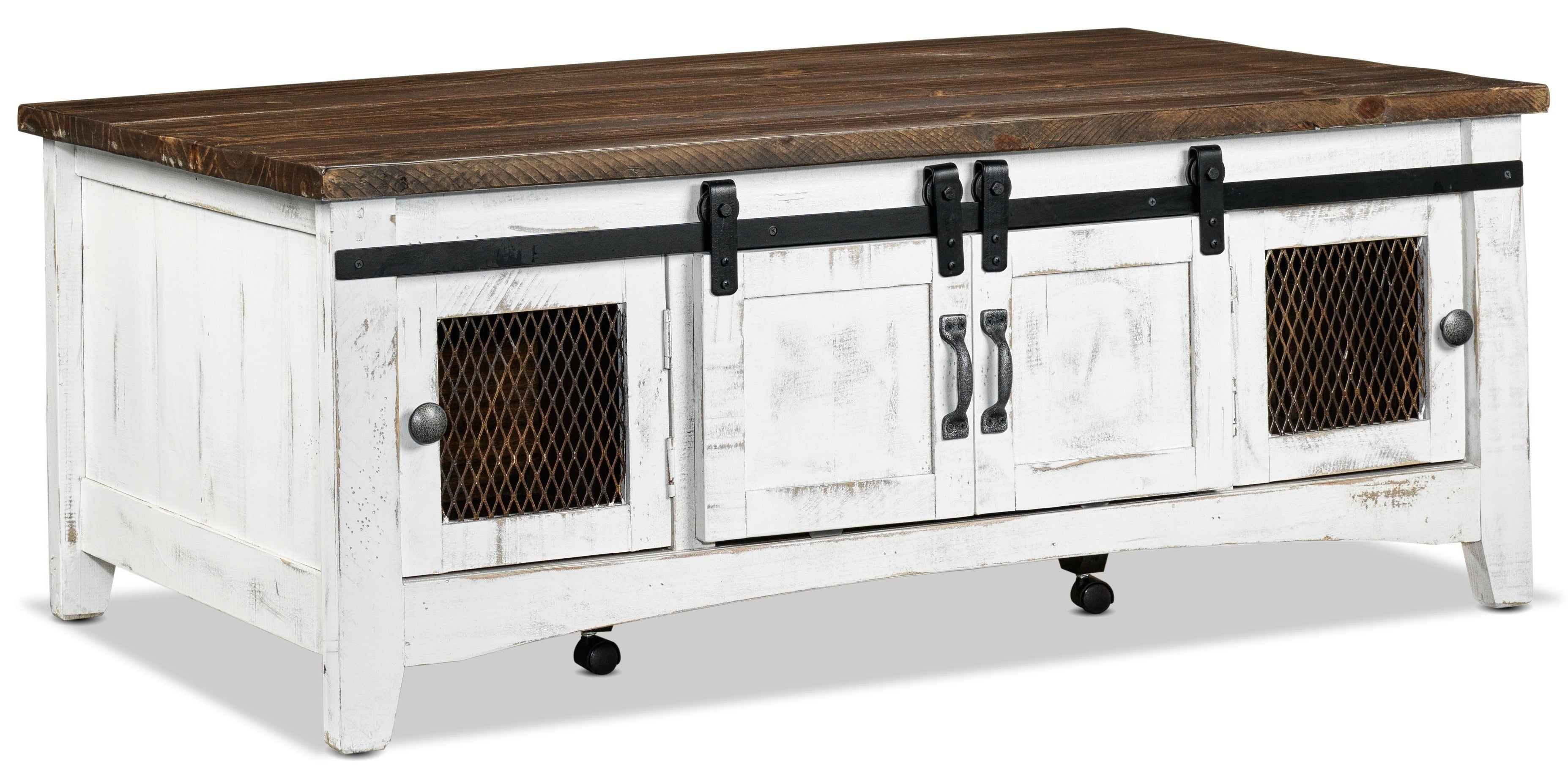 Pueblo 50" Coffee Table - Weathered White