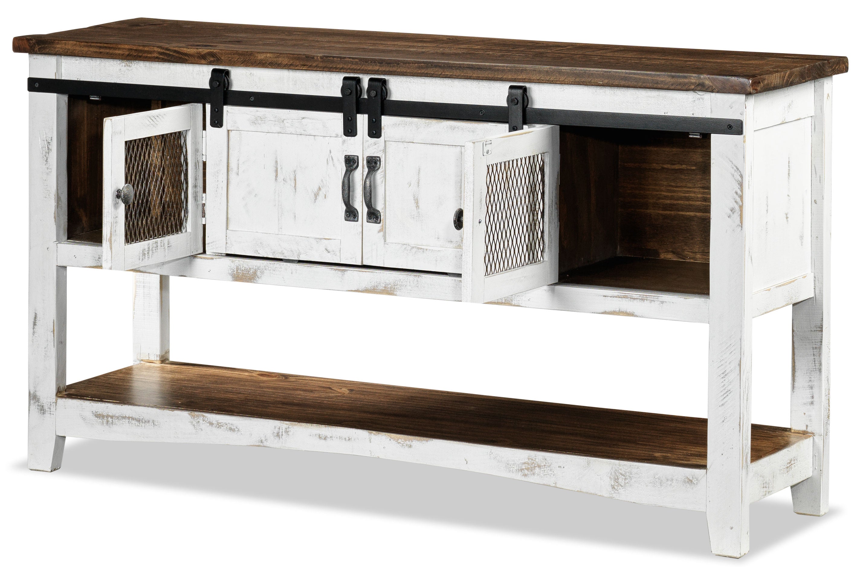 Pueblo 55" Sofa Table - Weathered White