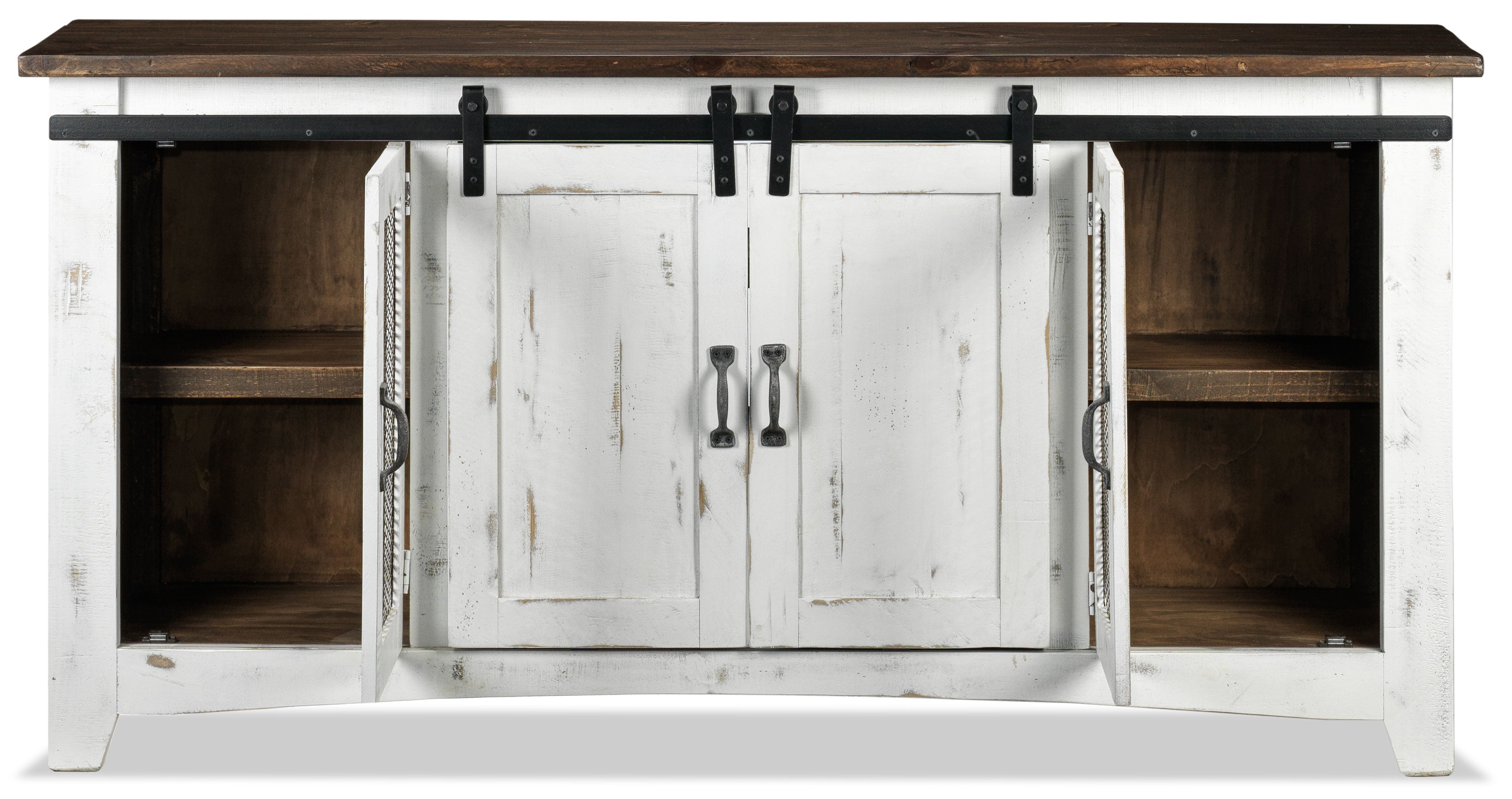 Pueblo 80" TV Stand - Weathered White